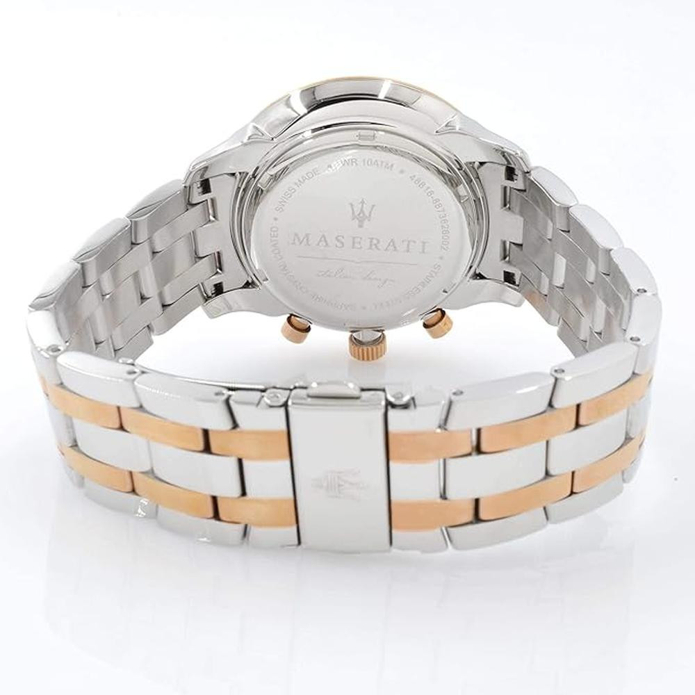 Maserati Attrazione Chronograph Two‑Tone Silver‑Rose Gold Steel Grey Dial Mens Watch With Date And Stopwatch - R8873626002 - Image 3
